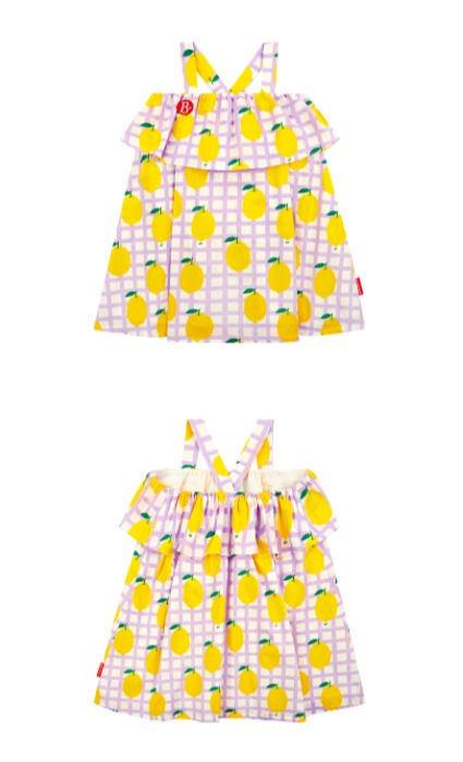 All over check lemon sleeveless dress