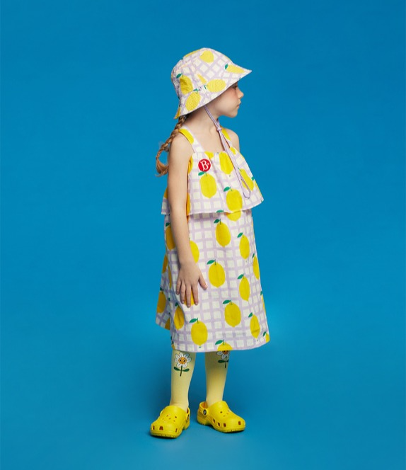 All over check lemon sleeveless dress