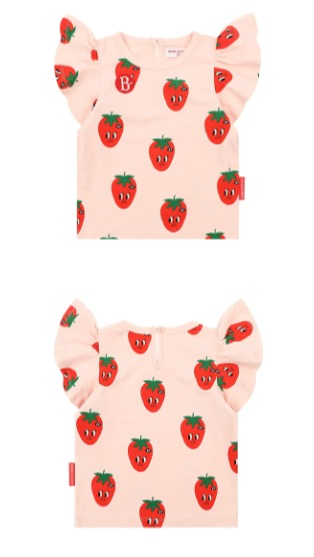 All over fraises baby ruffle sleeveless tee