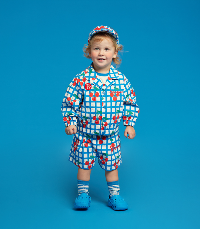 All over check cherry baby short pants