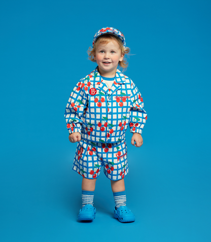 All over check cherry baby short pants