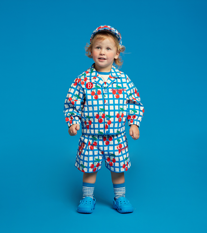 All over check cherry baby short pants
