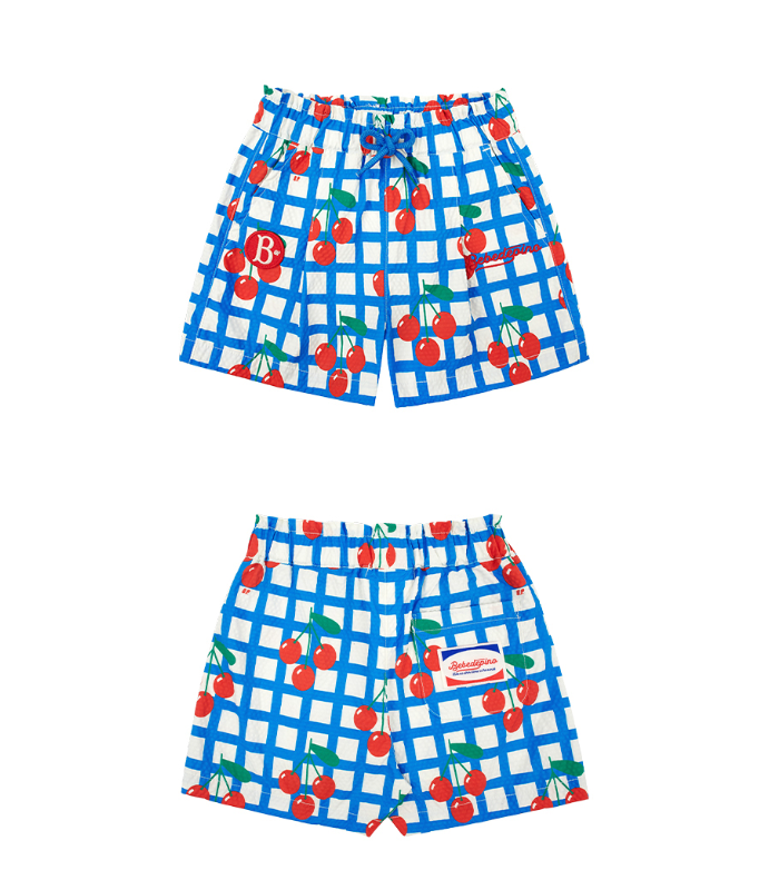 All over check cherry baby short pants