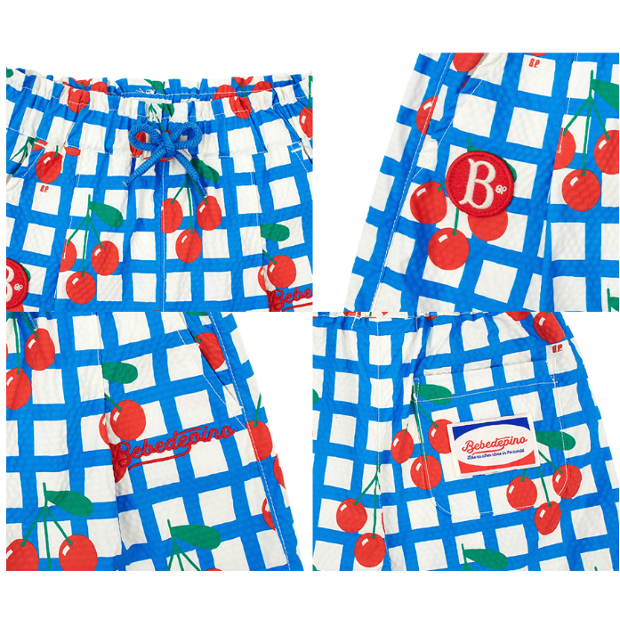 All over check cherry baby short pants