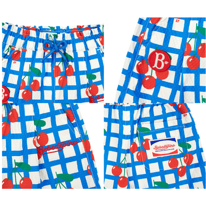 All over check cherry baby short pants