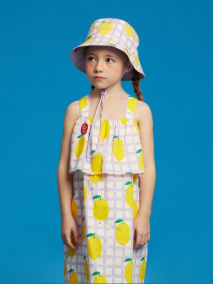 All over check lemon sleeveless dress