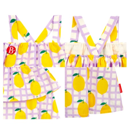 All over check lemon sleeveless dress