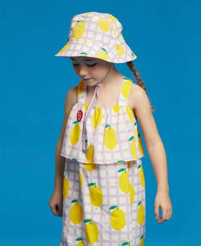 All over check lemon sleeveless dress