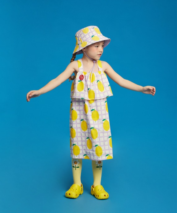All over check lemon sleeveless dress