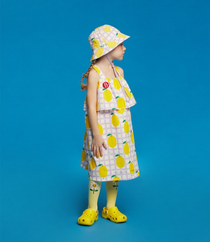 All over check lemon sleeveless dress