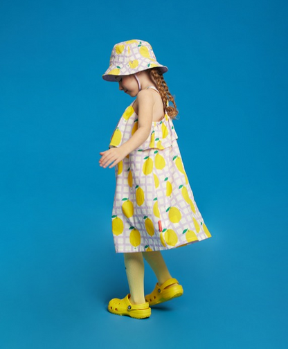 All over check lemon sleeveless dress