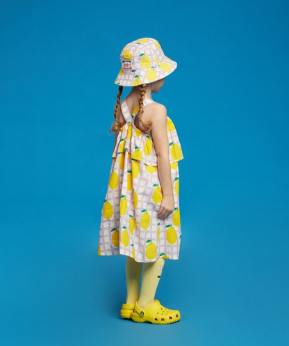All over check lemon sleeveless dress