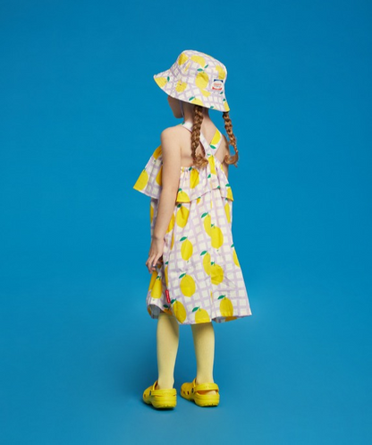 All over check lemon sleeveless dress