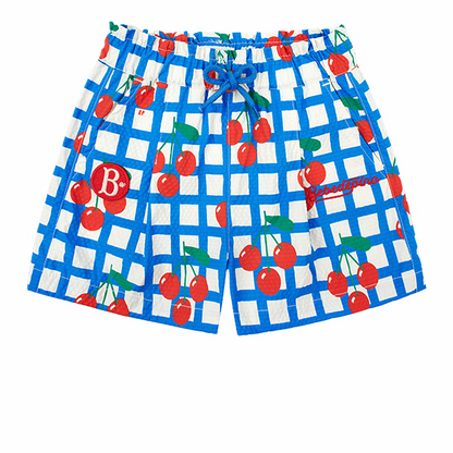 All over check cherry baby short pants