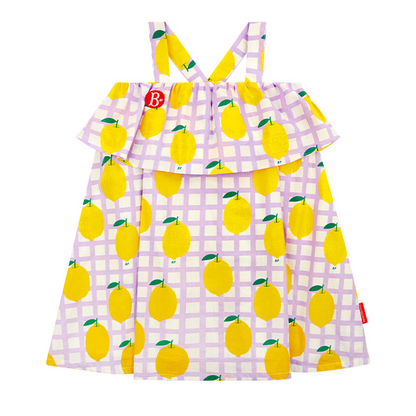 All over check lemon sleeveless dress