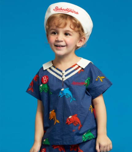 All over dolphin baby collar tee