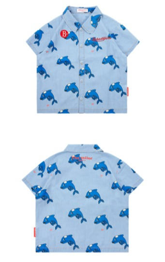 All over dolphin denim shirt