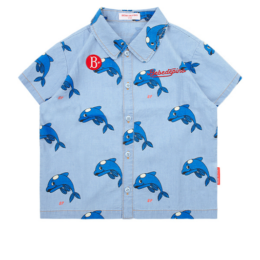 All over dolphin denim shirt