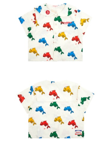 All over dolphin sailor collar shirt