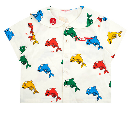 All over dolphin sailor collar shirt