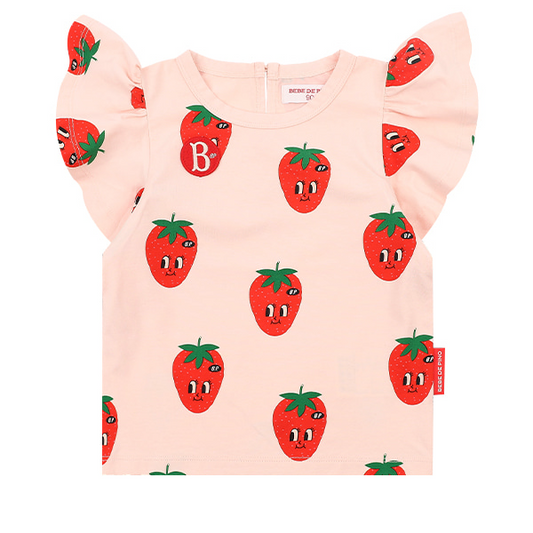 All over fraises baby ruffle sleeveless tee