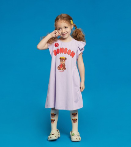 Apple bonbon frill jersey dress