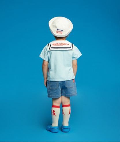 Dolphin baby sailor collar pique short sleeve tee