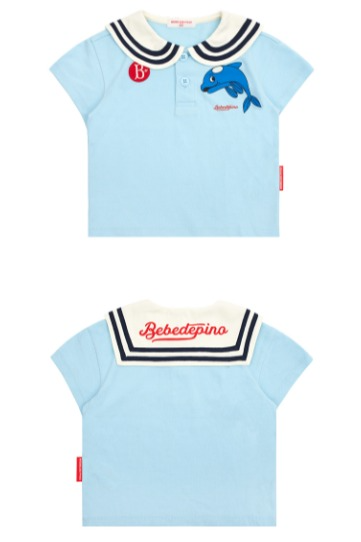 Dolphin baby sailor collar pique short sleeve tee