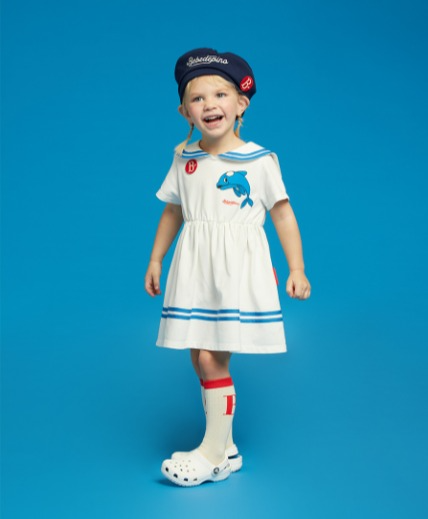 Dolphin baby sailor pique dress