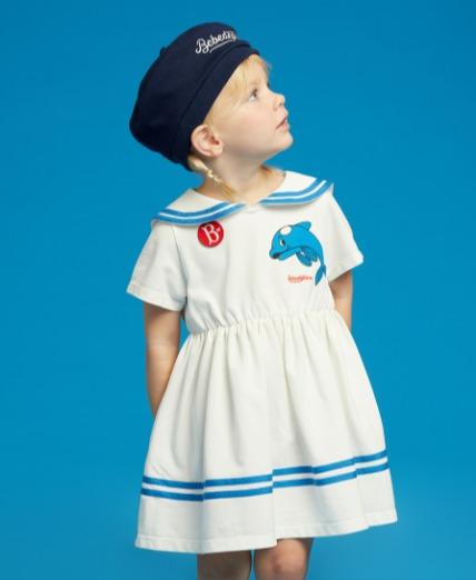 Dolphin baby sailor pique dress