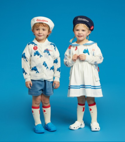 Dolphin baby sailor pique dress