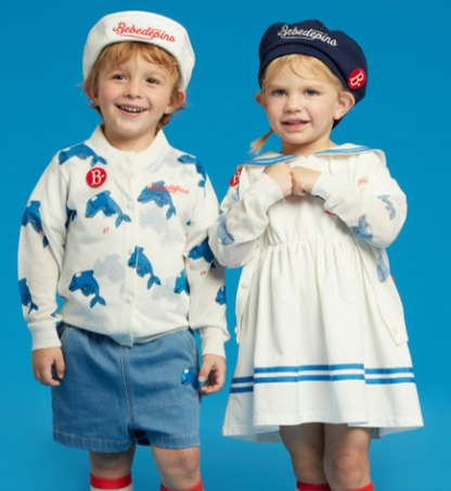 Dolphin baby sailor pique dress