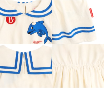 Dolphin baby sailor pique dress