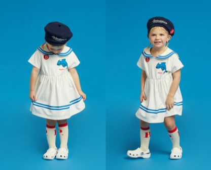 Dolphin baby sailor pique dress