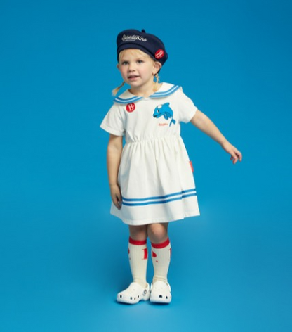 Dolphin baby sailor pique dress