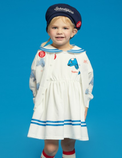 Dolphin baby sailor pique dress