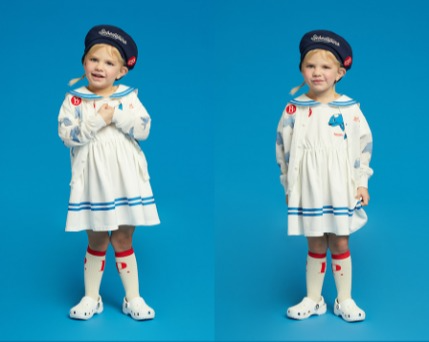 Dolphin baby sailor pique dress