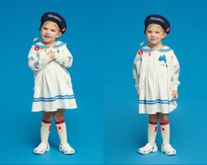 Dolphin baby sailor pique dress