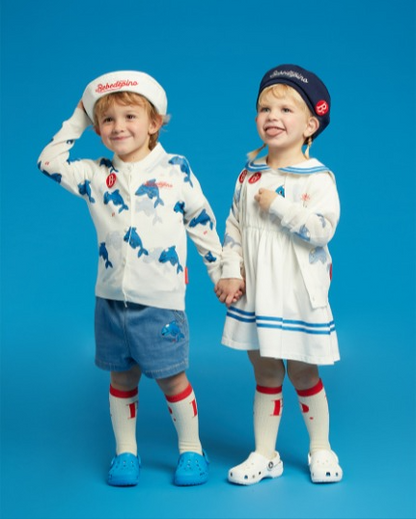 Dolphin baby sailor pique dress