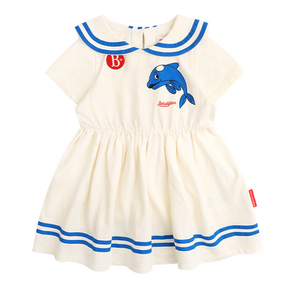 Dolphin baby sailor pique dress