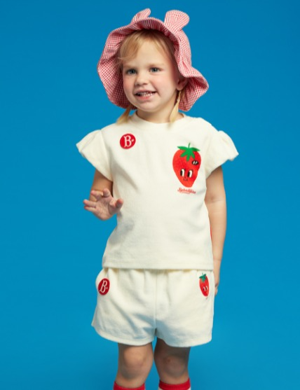 Fraises terry baby ruffle sleeveless tee