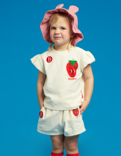 Fraises terry baby ruffle sleeveless tee