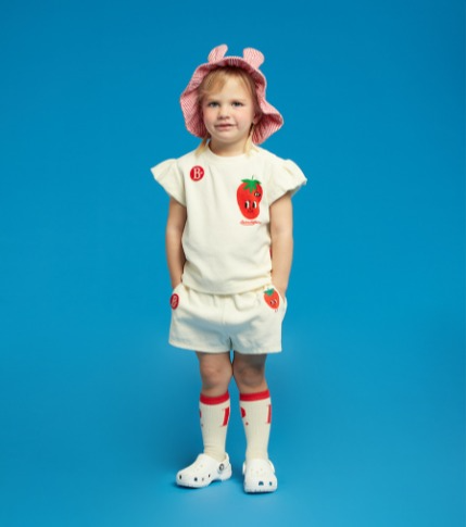 Fraises terry baby ruffle sleeveless tee